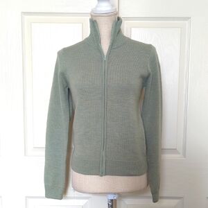 Izzue Wool Seafoam Women's Green Zip-Up Sweater